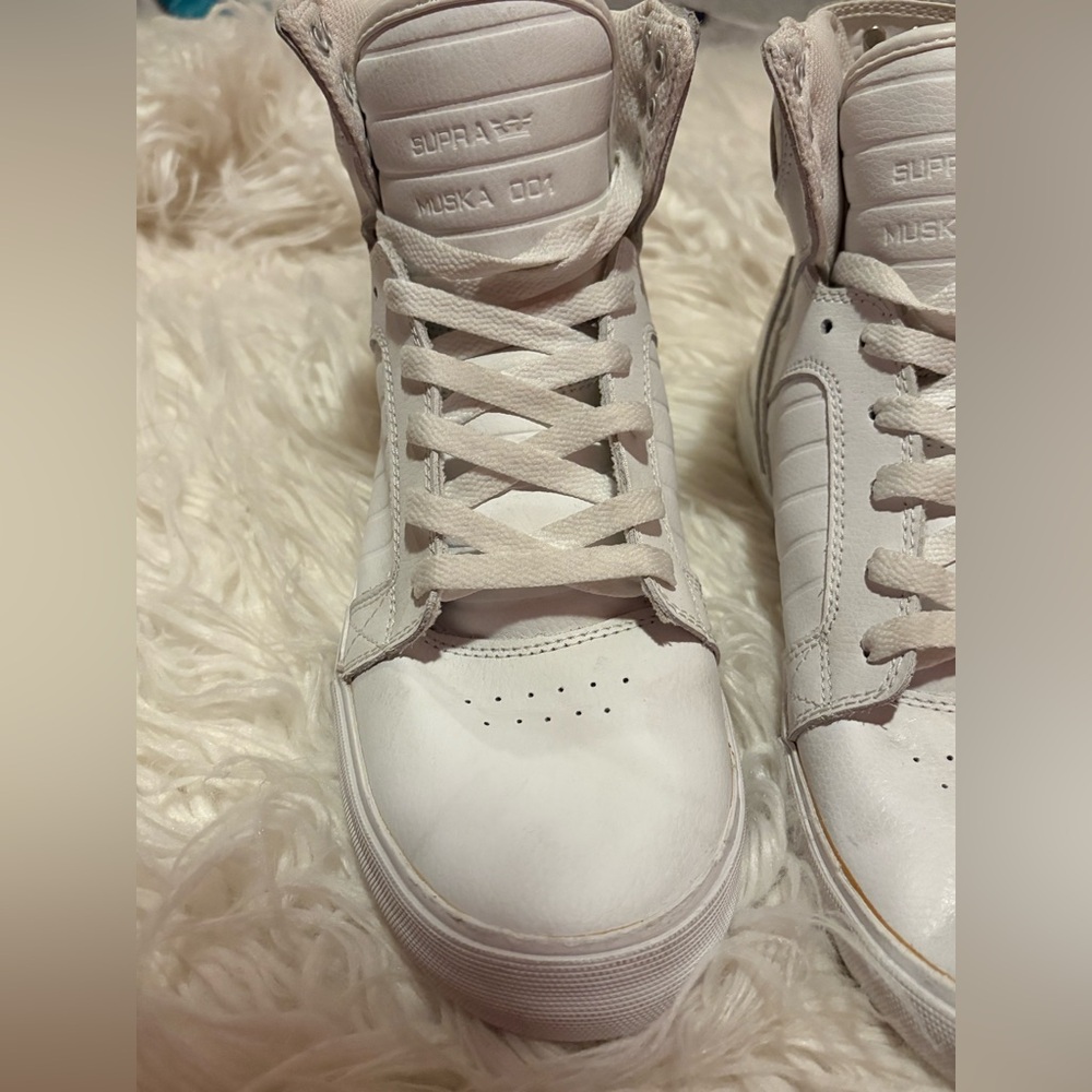 Supra Muska 001 Skytop White Leather High Top Sneakers Men's Size 9 - Picture 4 of 9